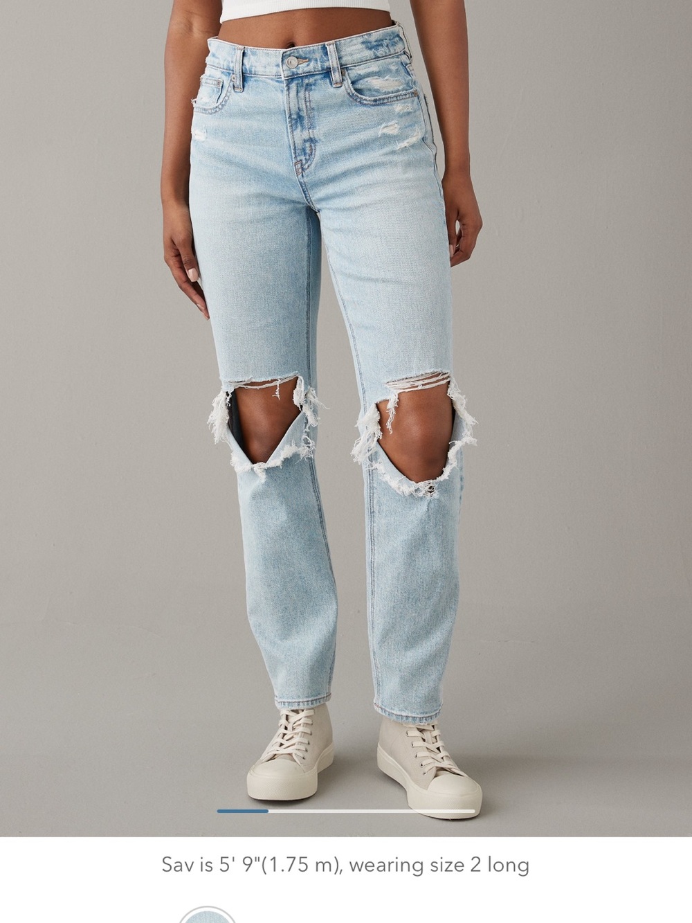 American Eagle Outfitters Light Wash Distressed Straight Leg Jeans